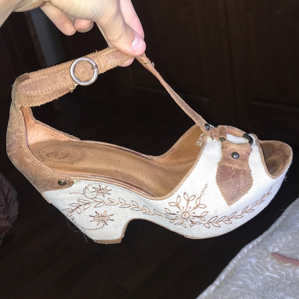 Embroidered western/boho wedges